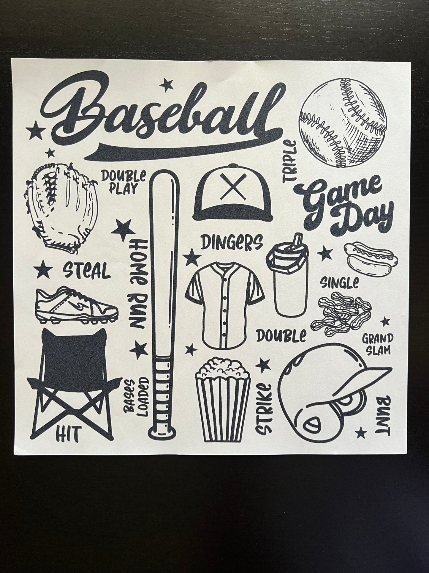 Baseball Collage in Black Ink