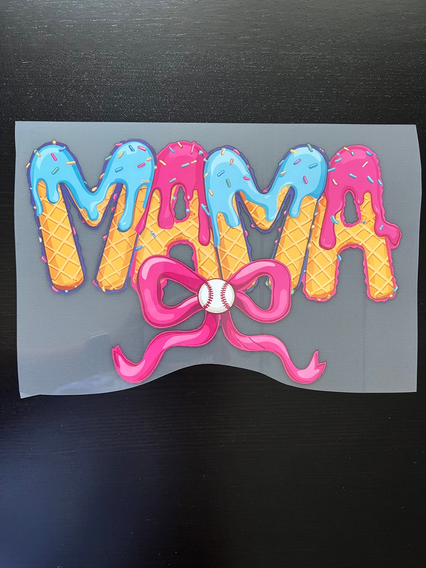 Mama Baseball & Bow with Ice Cream Drip