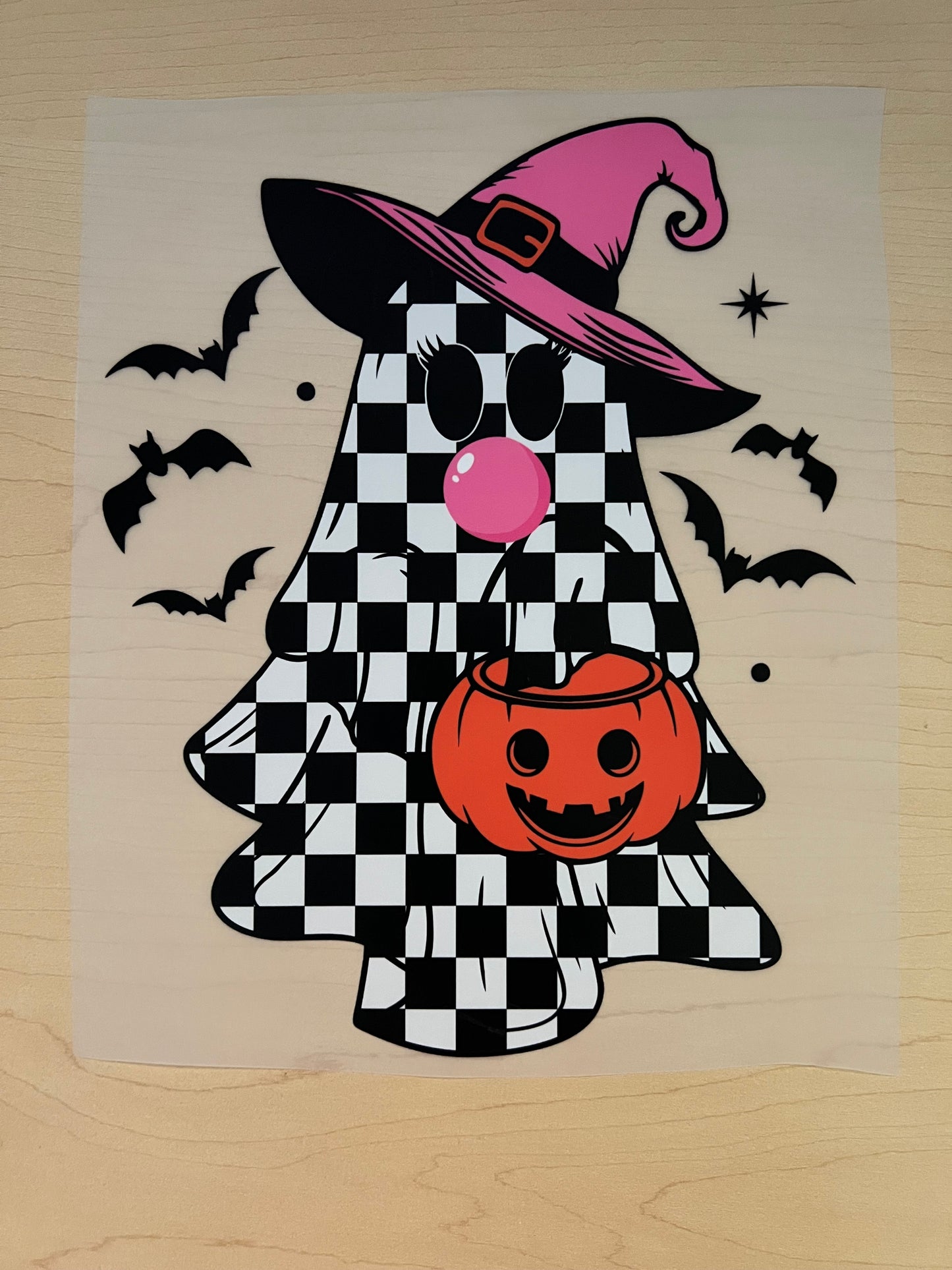 Witch Ghost Checkered Pink Bubblegum with Bucket