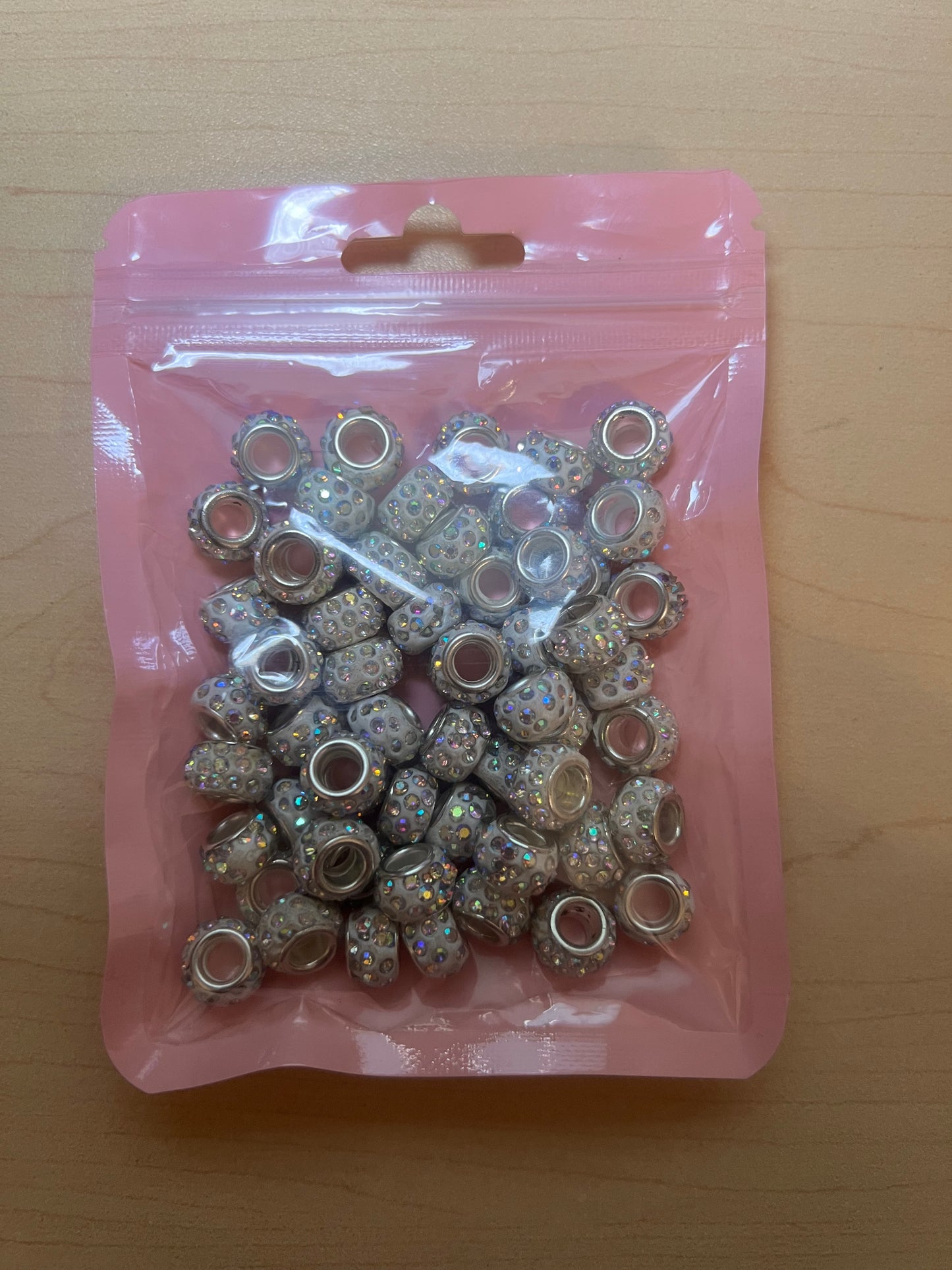 White Rhinestone Spacer Beads - 60 pcs