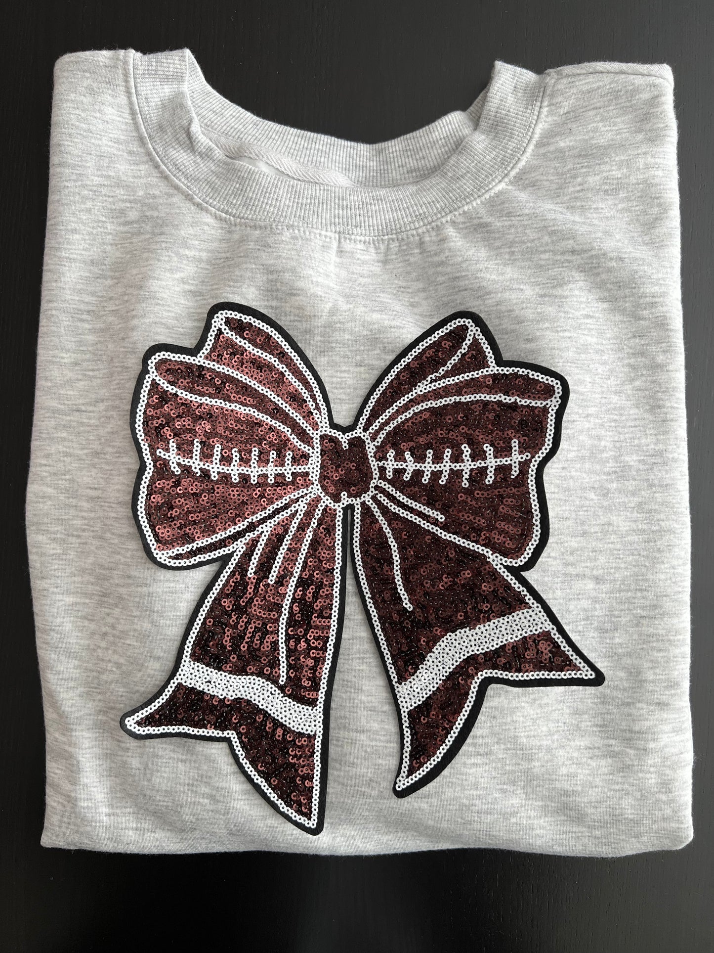 Football Brown Sequin PATCH - GILDAN CREWNECK ONLY