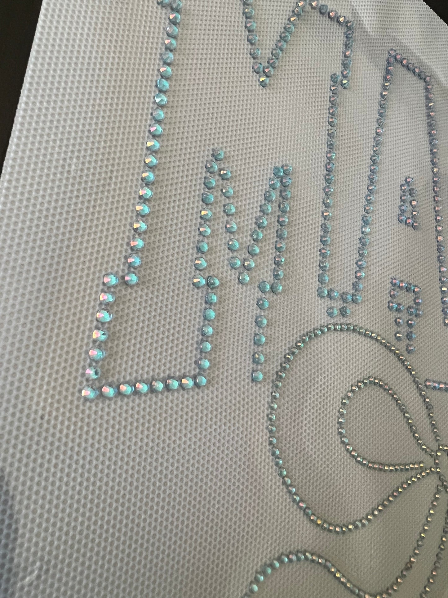 MAMA with Bow in Aquamarine RHINESTONES