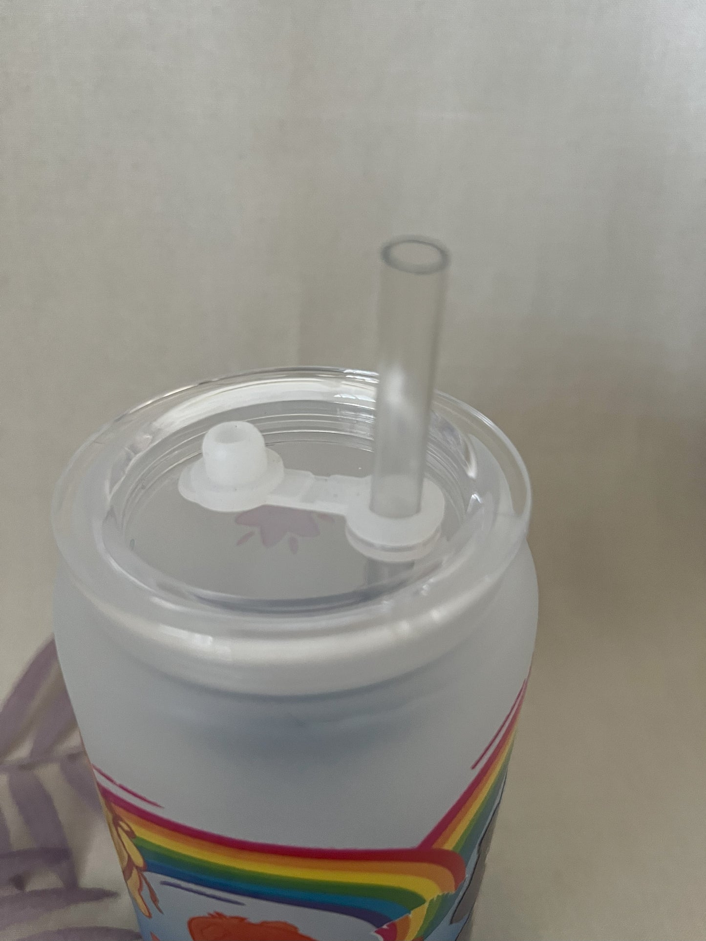 RTS - Bears 16oz Blue Ombre Glass Cup with Plastic Lid & Straw