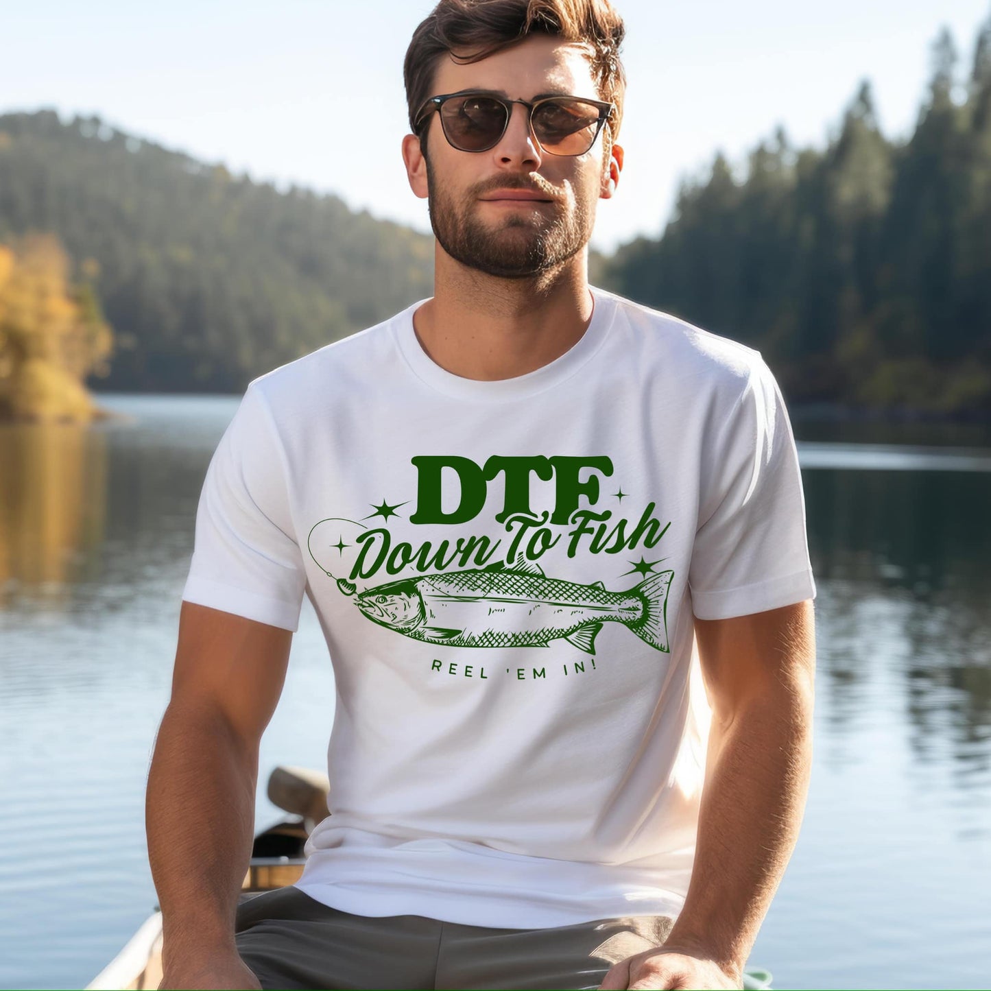 DTF (Down To Fish) in Hunter Green Ink
