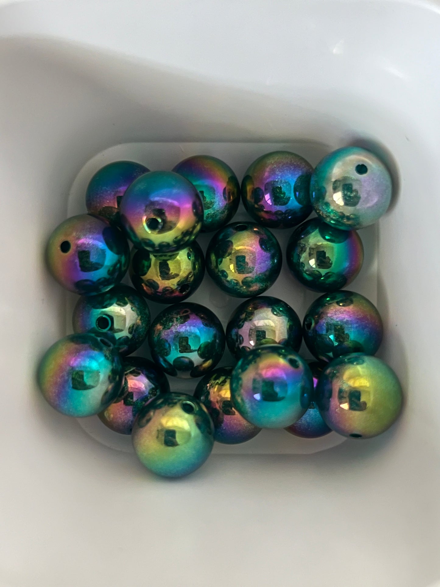 16mm Beads - Galaxy Style Beads - Green Color Only Bag