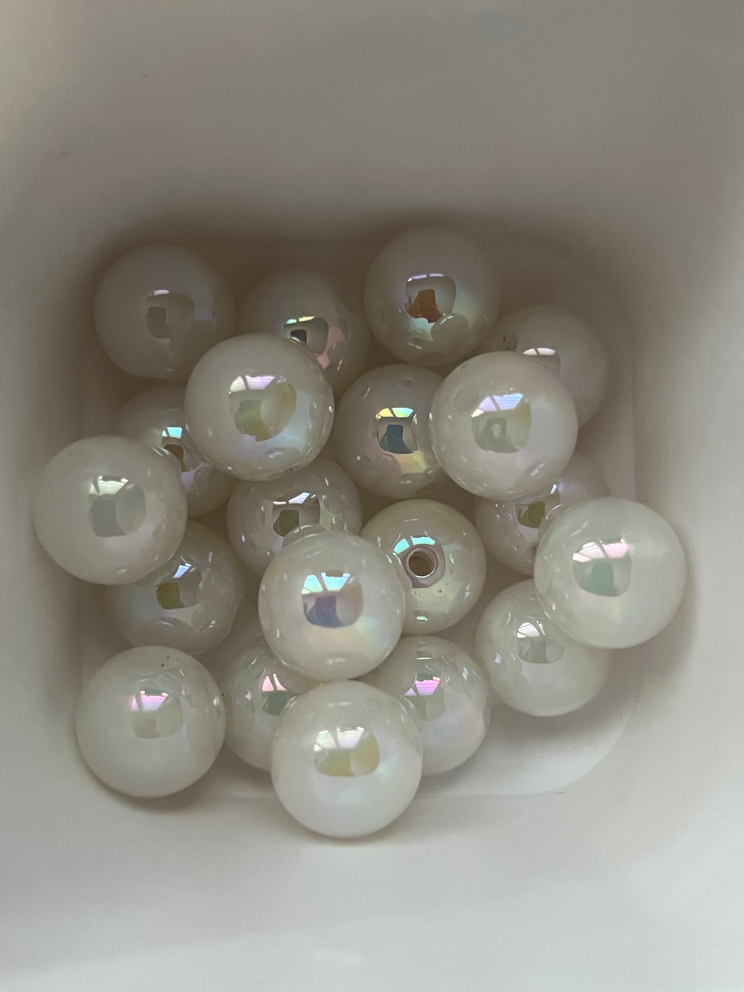 16mm Beads - Galaxy Style Beads - White Color Only Bag