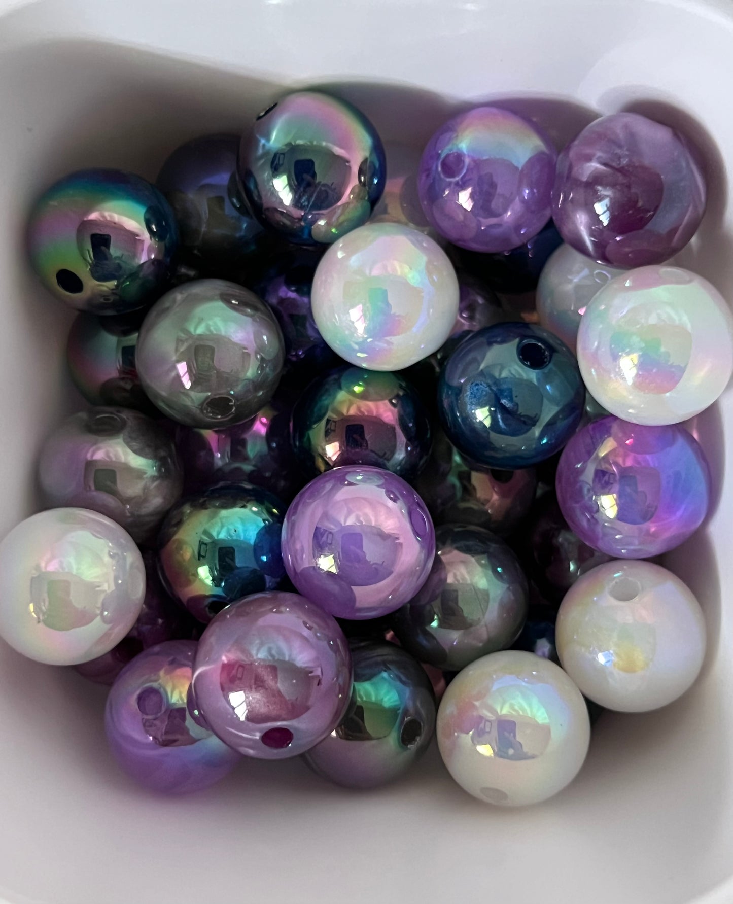 16mm Beads - Galaxy Style Beads - Random Color Mixed Bag (White, Purple, Grey, Black)