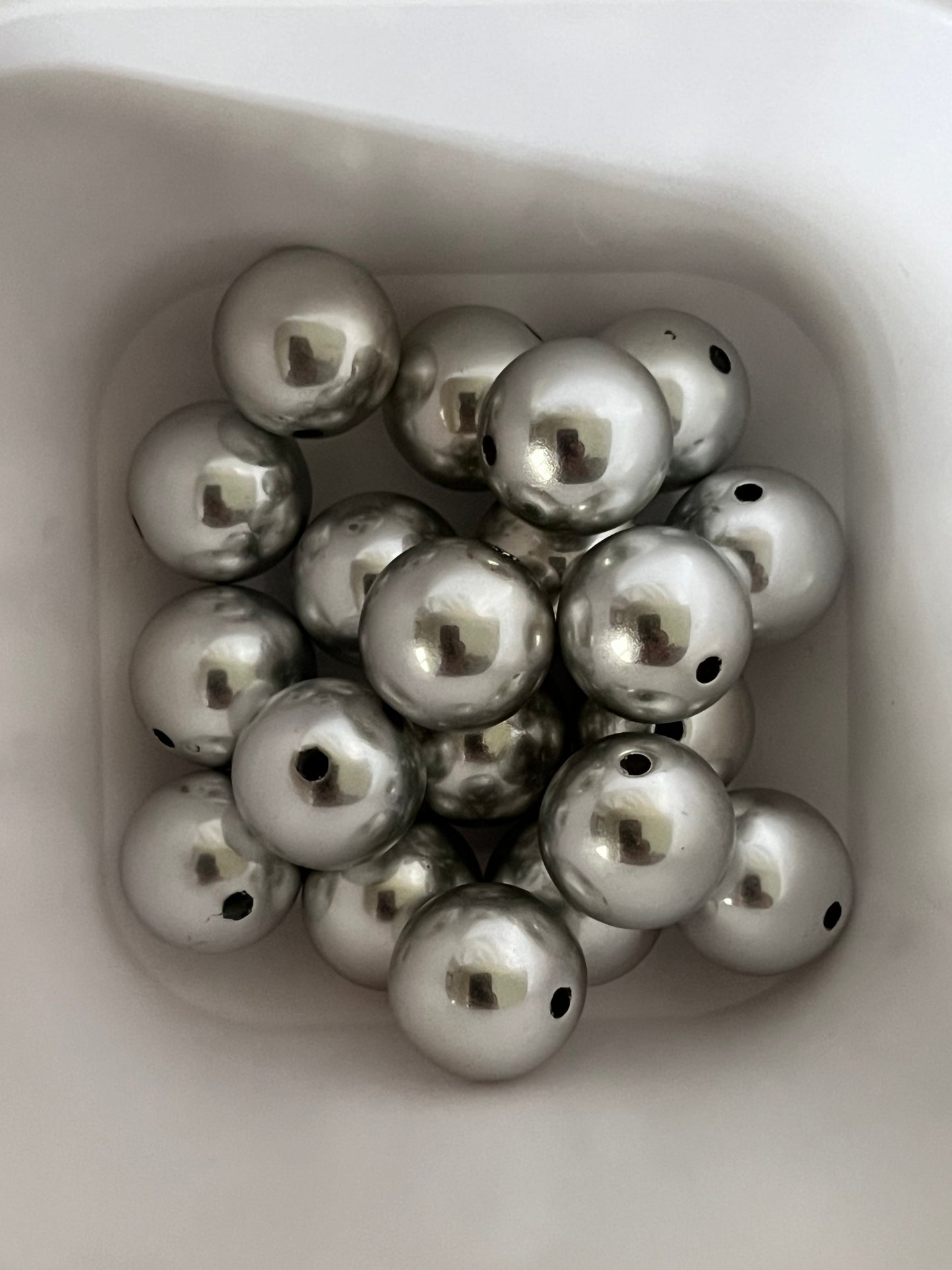16mm Beads - Shiny Matte Style Beads - Silver Color Only Bag