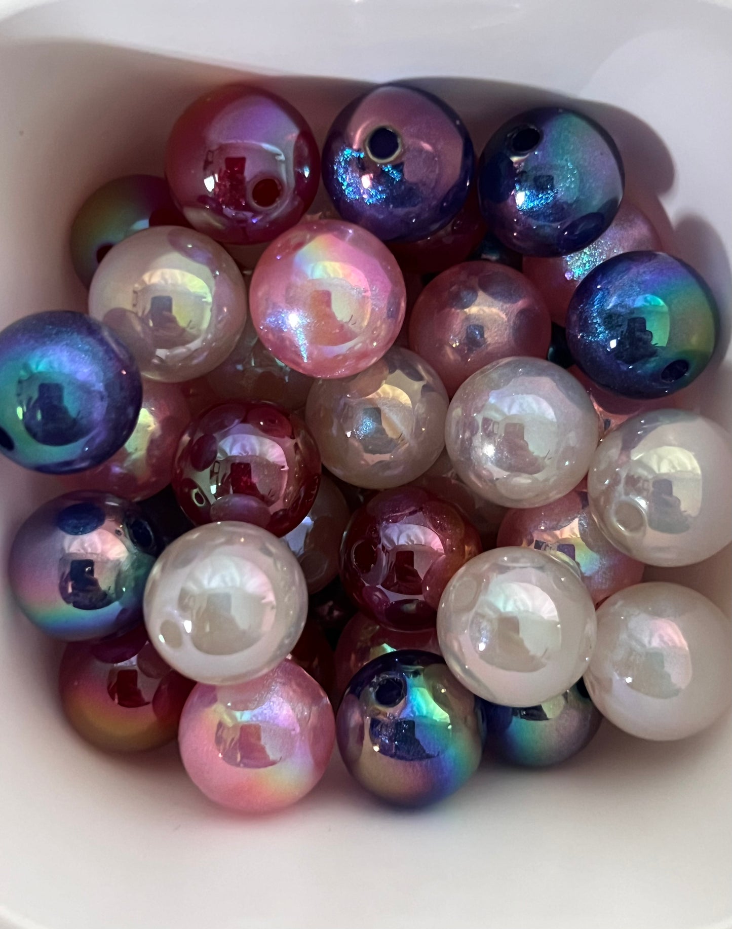 16mm Beads - Galaxy Style Beads - Random Color Mixed Bag (White, Red, Pink, Blue)