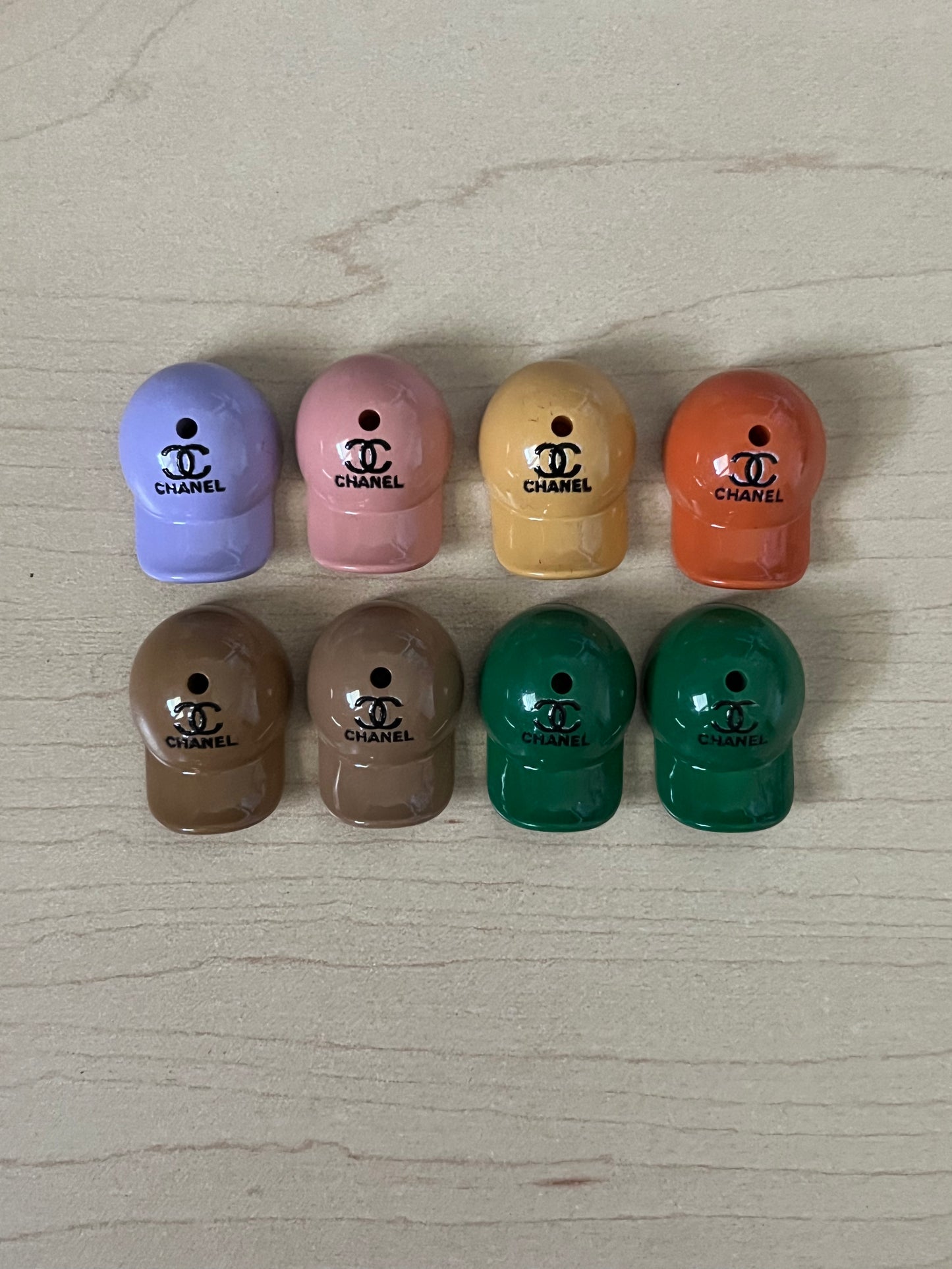 Designer C Hat Acrylic Focals - Mixed Colors - 8 pcs