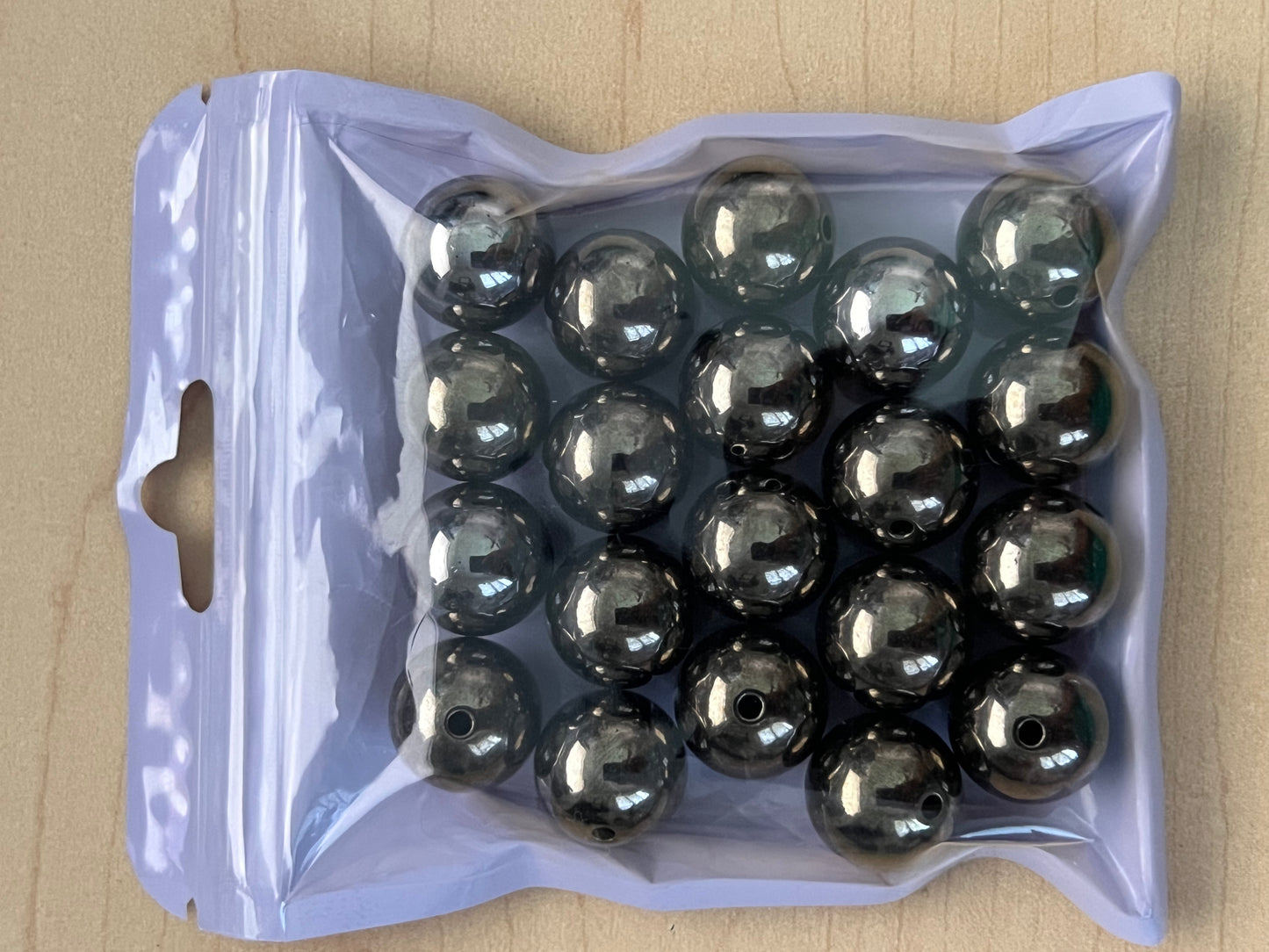 16mm Beads - Metallic Style Beads - Gunmetal Color Only