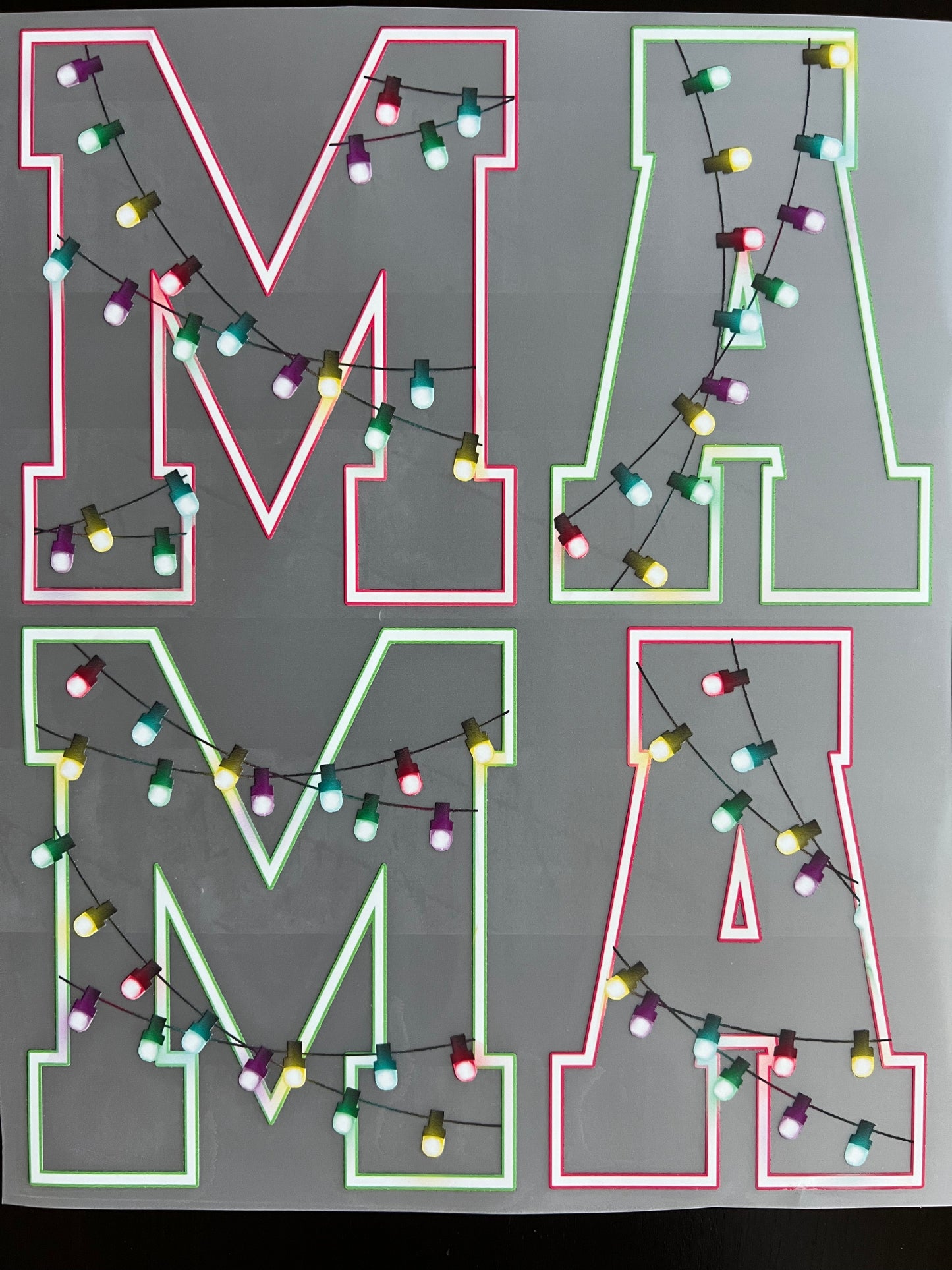 MAMA Neon with Christmas Lights