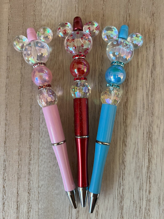 Mouse Polka Dot with Disco Beads Beaded Pens