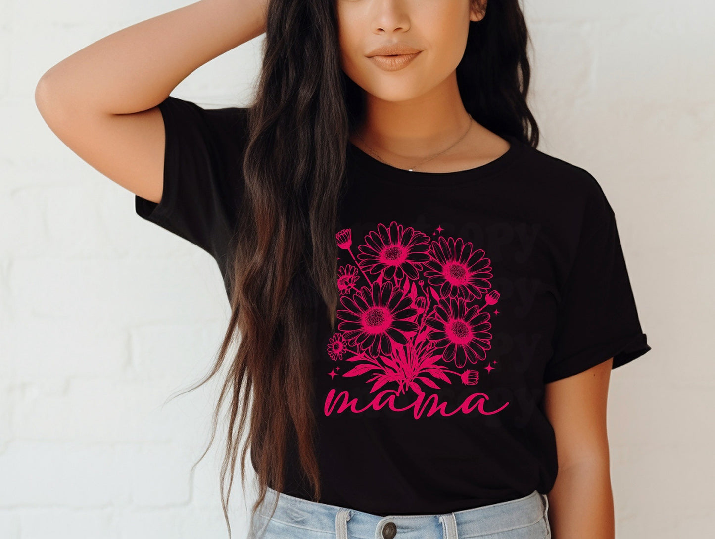 MAMA Floral in Hot Pink Ink