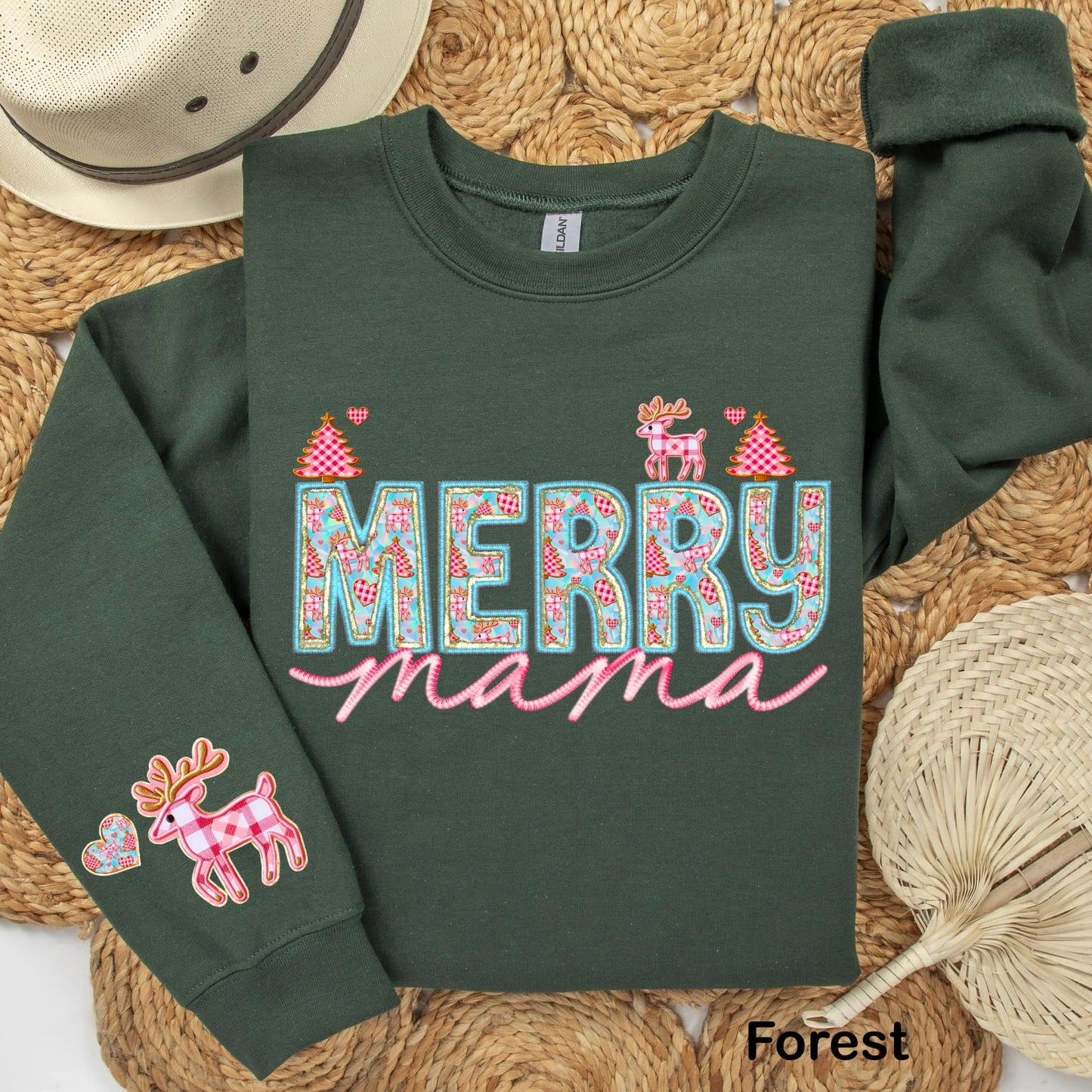 Merry MAMA Faux Embroidery with Sleeve