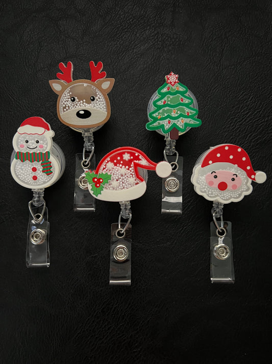 Christmas Badge Reels with Alligator Clip