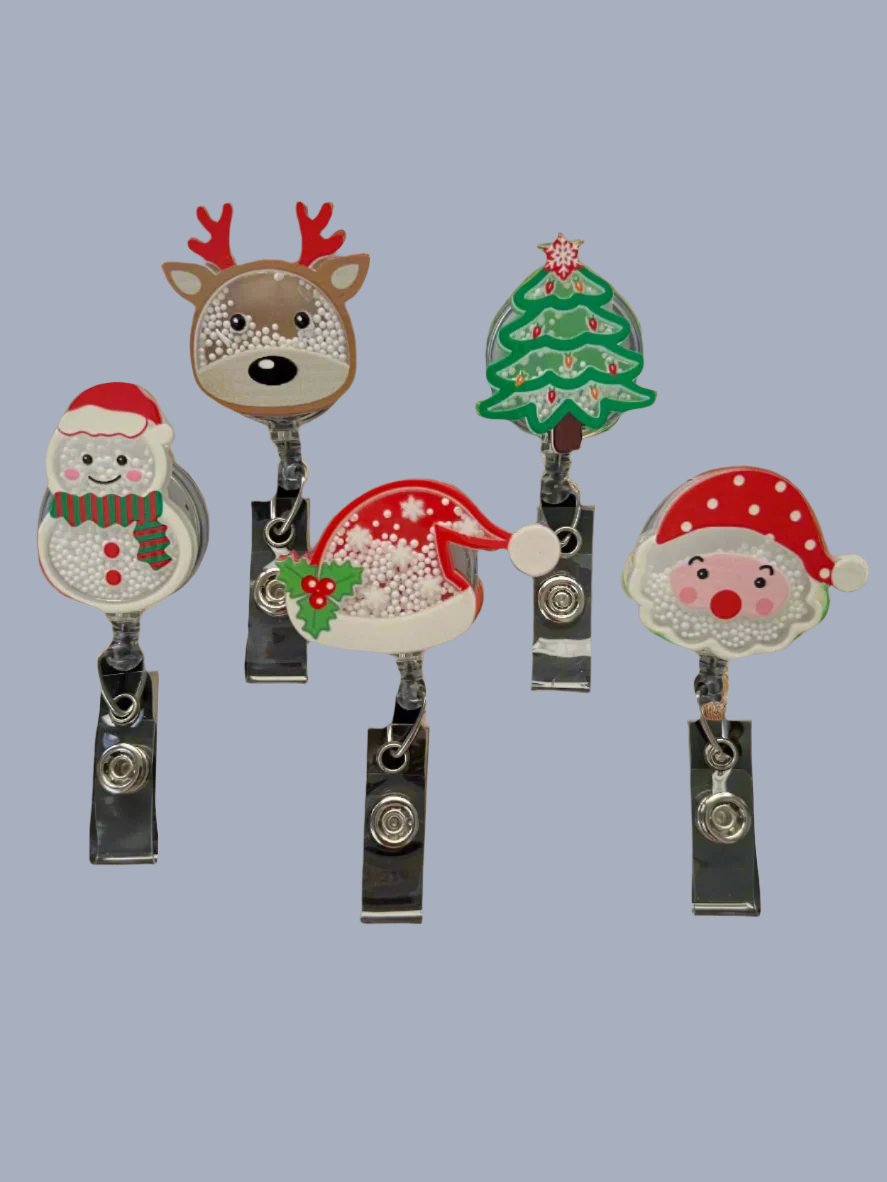 Christmas Badge Reels with Alligator Clip