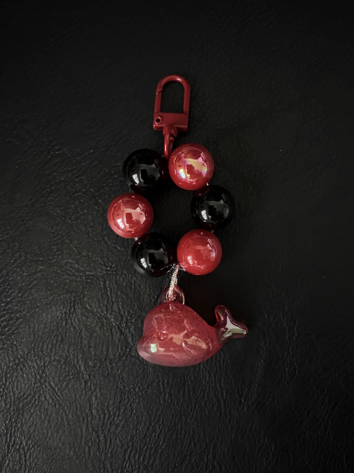 Dolphin Red & Black Phone/Keychain/Bag Charm