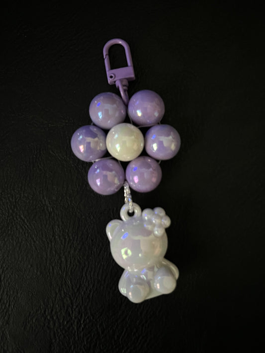 Kawaii - Kitty Purple Flower Phone/Keychain/Bag Charm