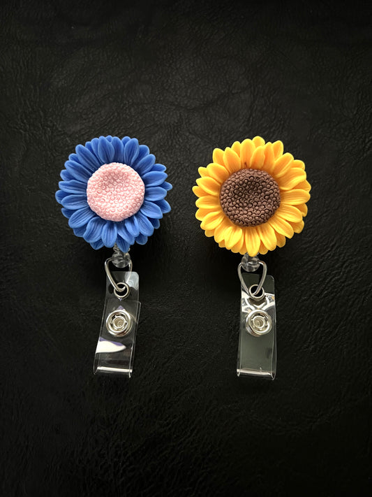 Sunflower Badge Reels with Alligator Clip