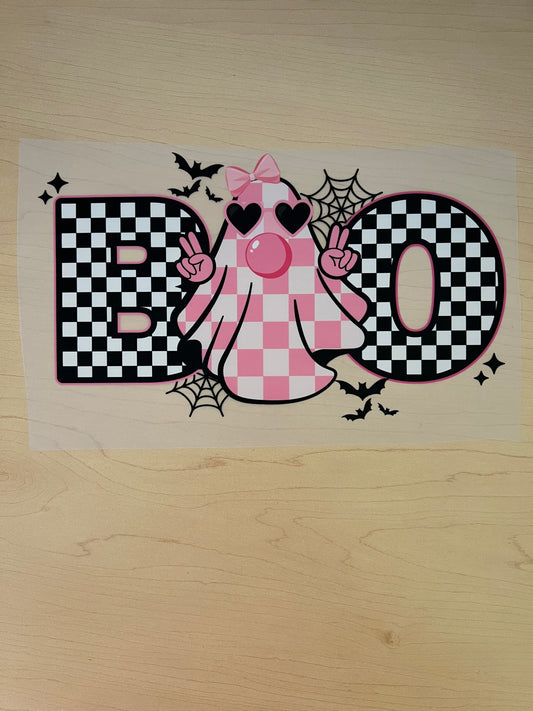 Boo Pink Ghost Checkered