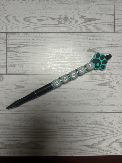 CUSTOM - Dog Paw with Personalized Name Beaded Pen