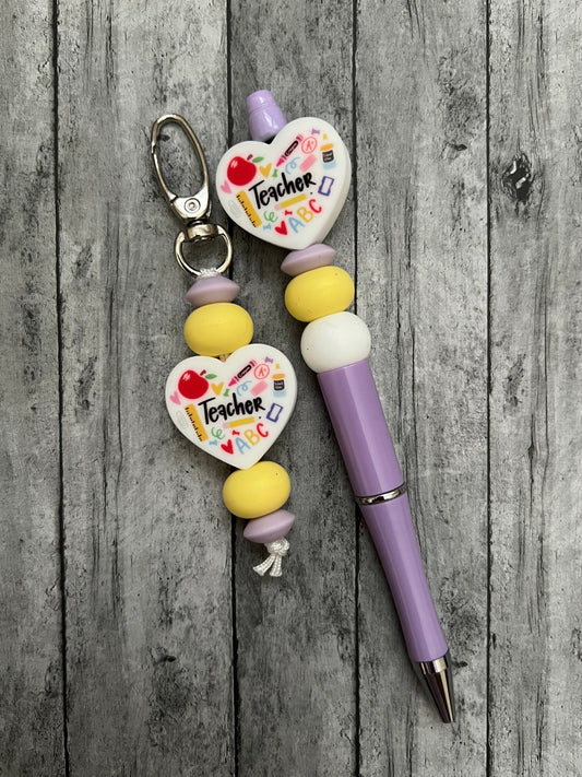 Teacher Pen & Keychain/Bag Charm Set