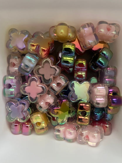 1/2" Clover Beads - Random Color Mixed Bag