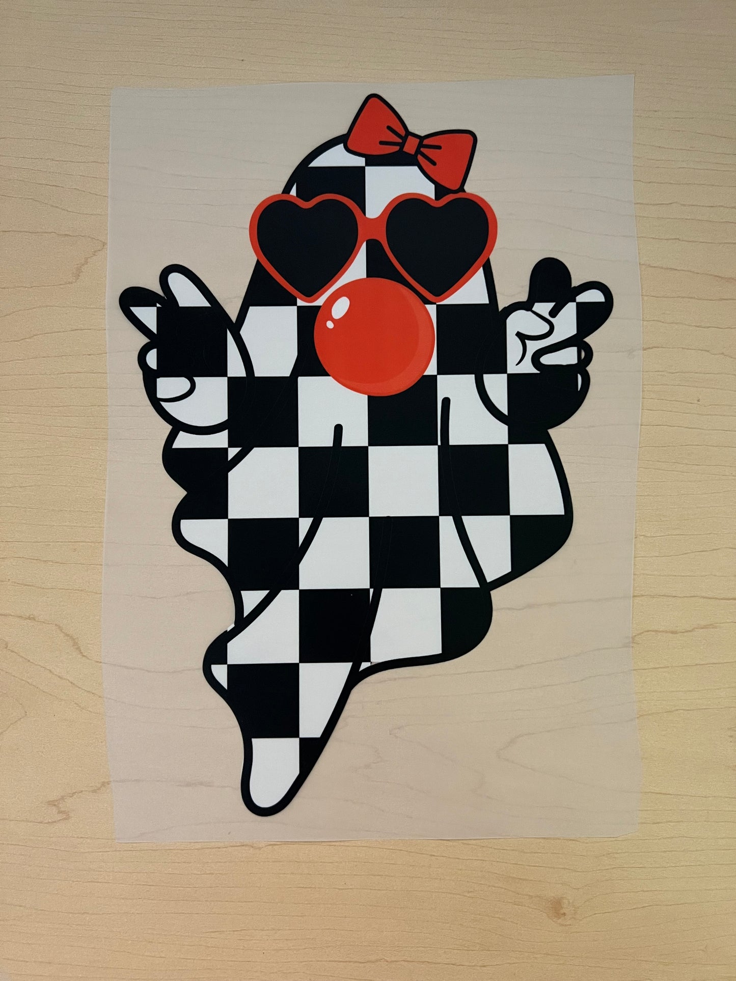 Orange Bubblegum Ghost Checkered with Sunglasses