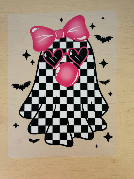 Pink Bubblegum Ghost Checkered with Sunglasses