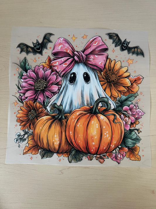 Ghost Pink Bow Pumpkins