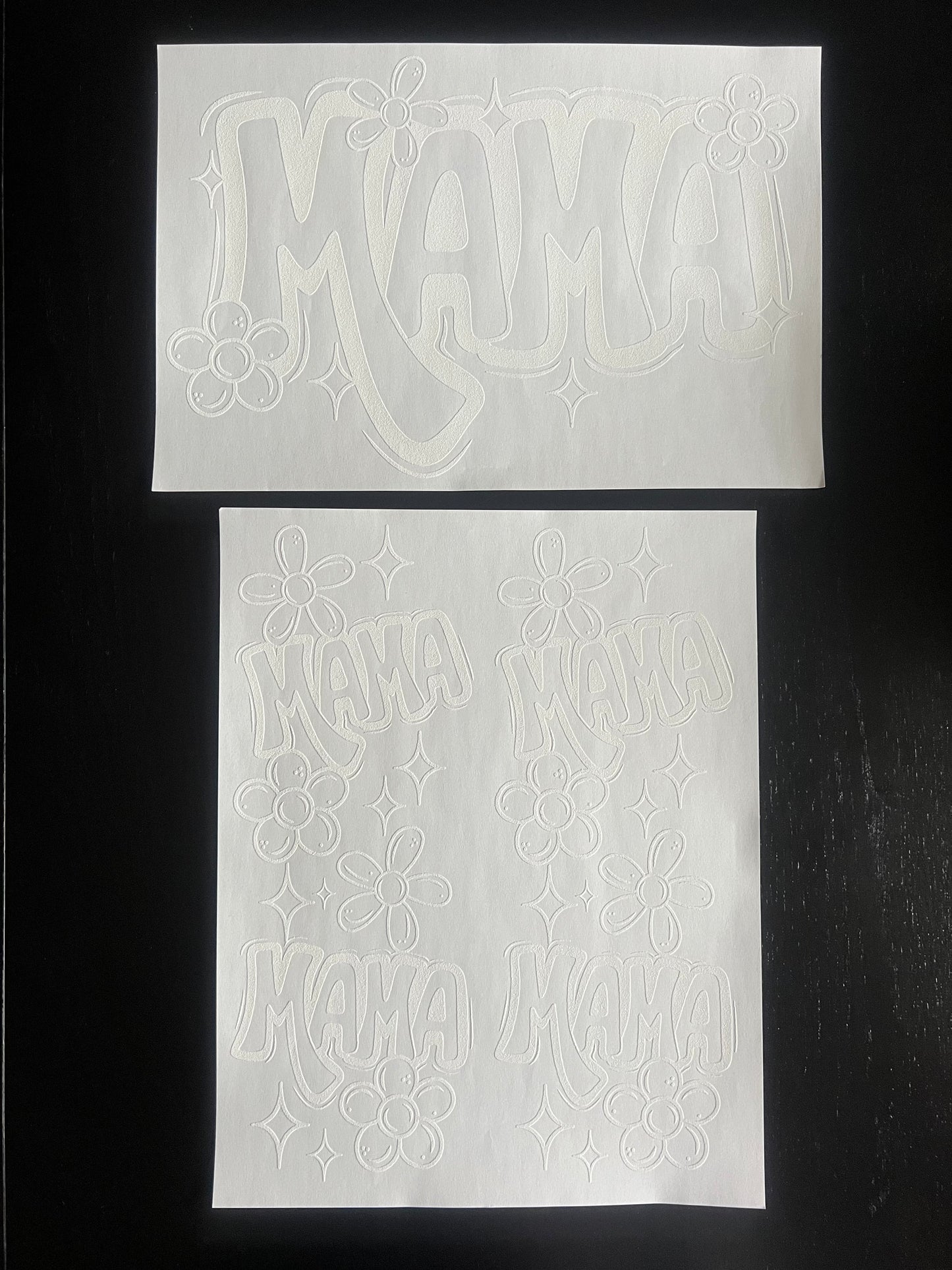 Mama Floral with Sleeves in White Ink - GILDAN CREWNECK ONLY
