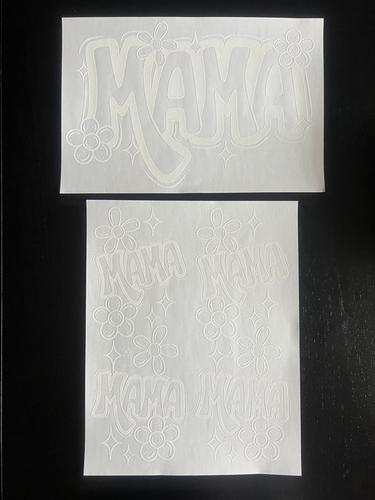 Mama Floral with Sleeves in White Ink - GILDAN CREWNECK ONLY