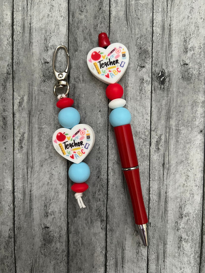 Teacher Pen & Keychain/Bag Charm Set