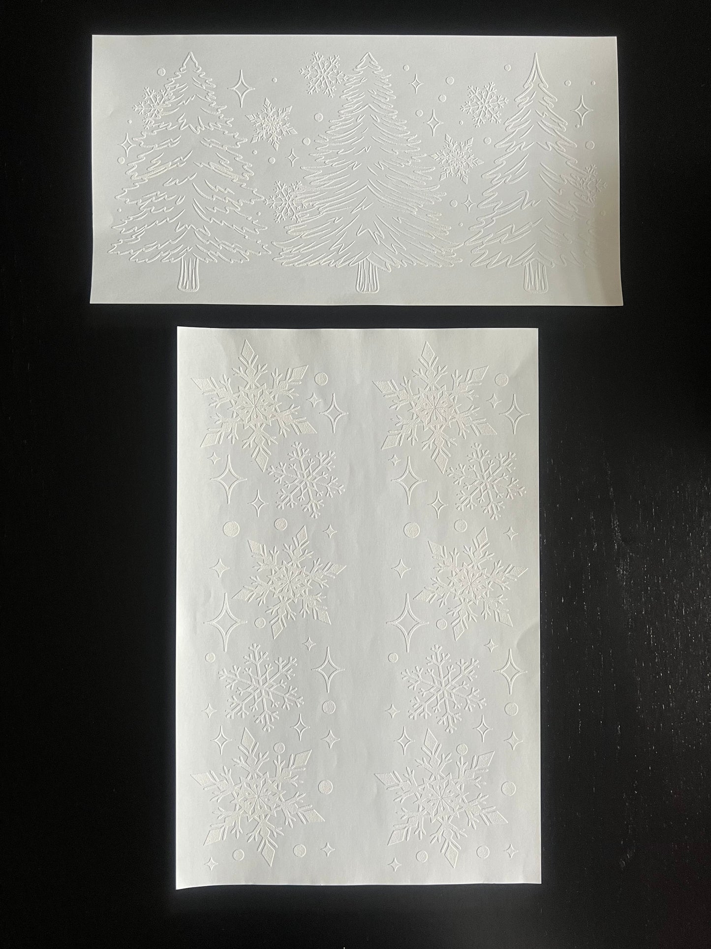 Christmas Trees with Snowflake Sleeves in White Ink - GILDAN CREWNECK ONLY