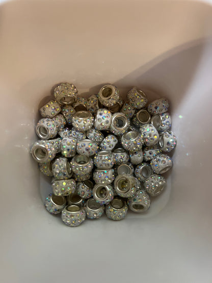 White Rhinestone Spacer Beads - 60 pcs