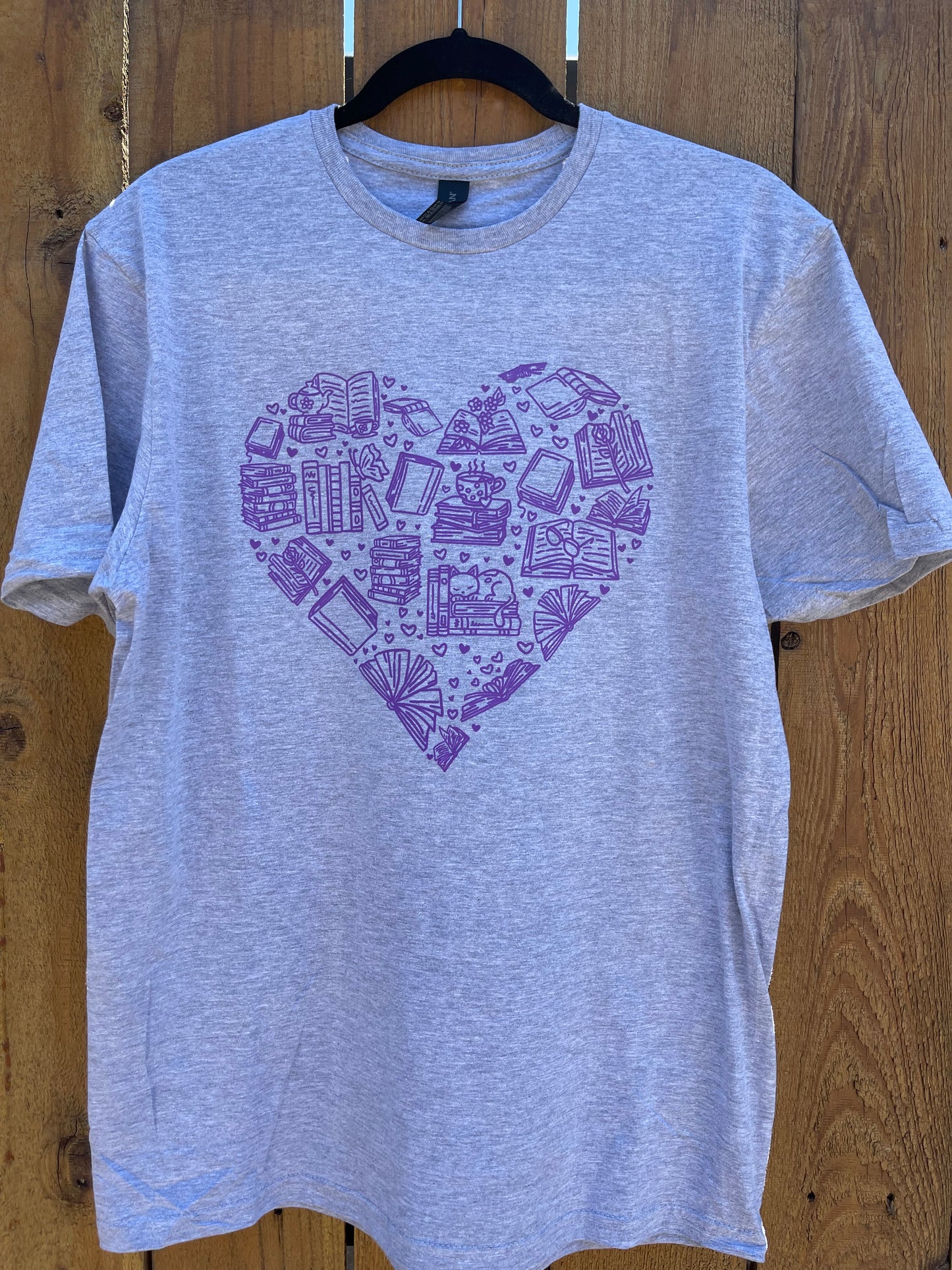 Heart with Books in Lavender Ink