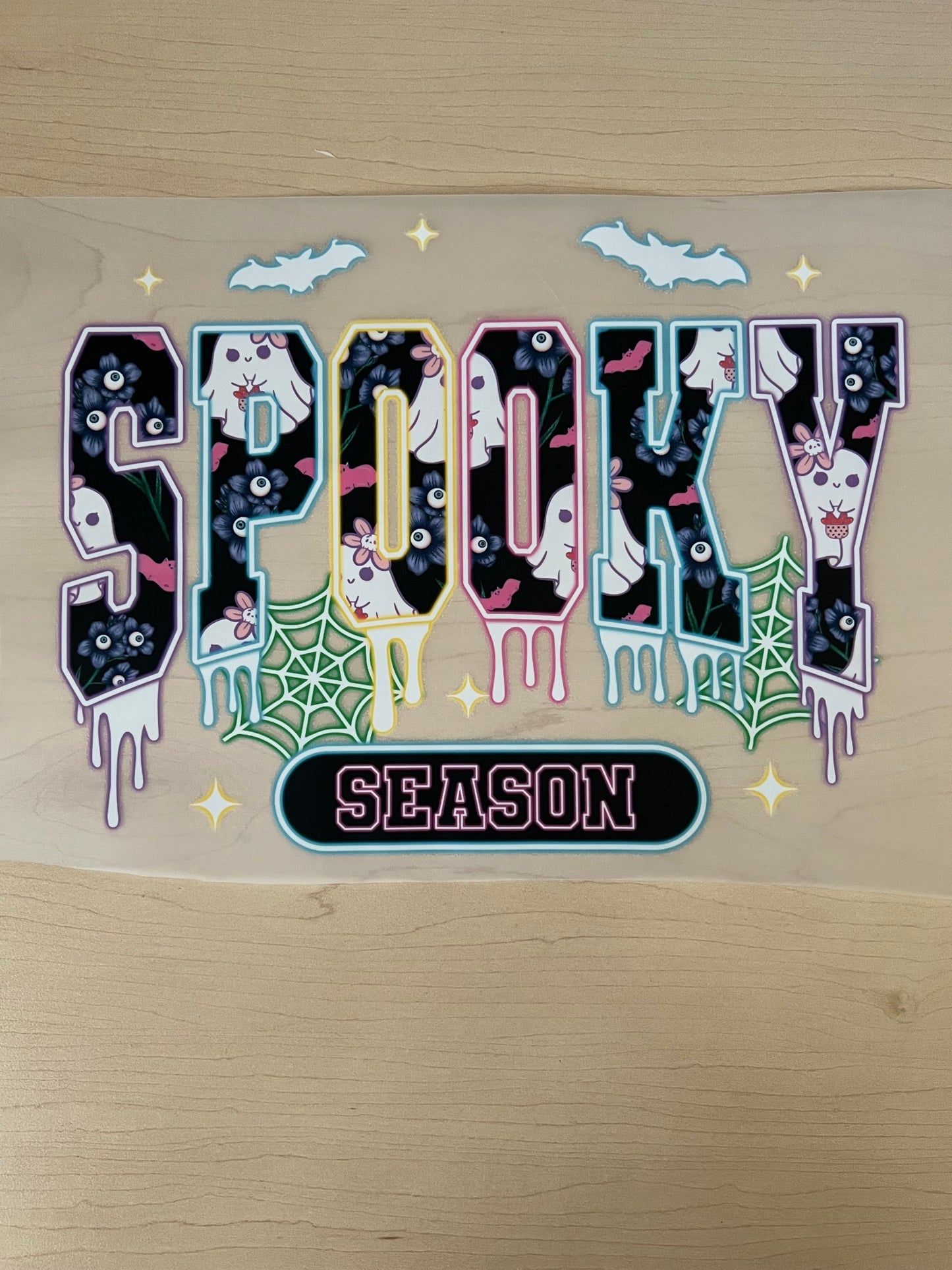 Spooky Season Ghost Patterned Letters Neon