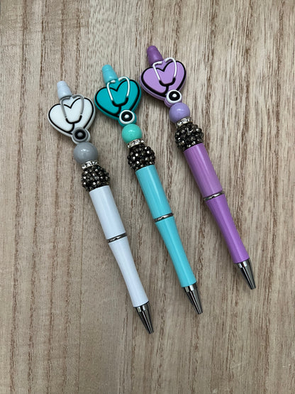 Stethoscope Heart Beaded Pen