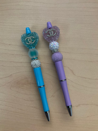 Designer C Sugar Heart Fancy Beaded Pens