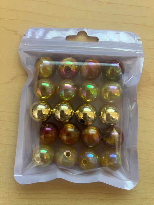 16mm Beads - Mix - Galaxy Gold & Gold/Brown Color Beads