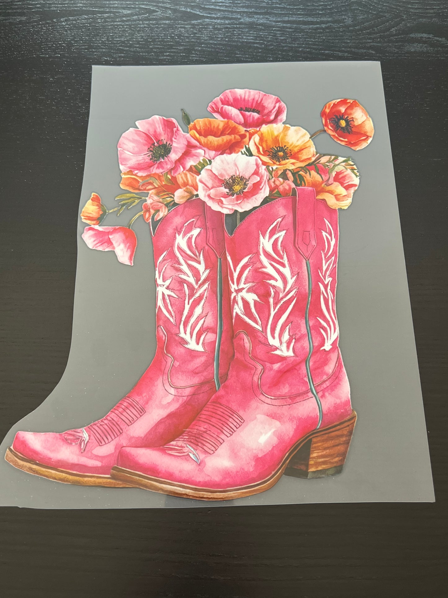 Cowboy Boots in Pink with Floral