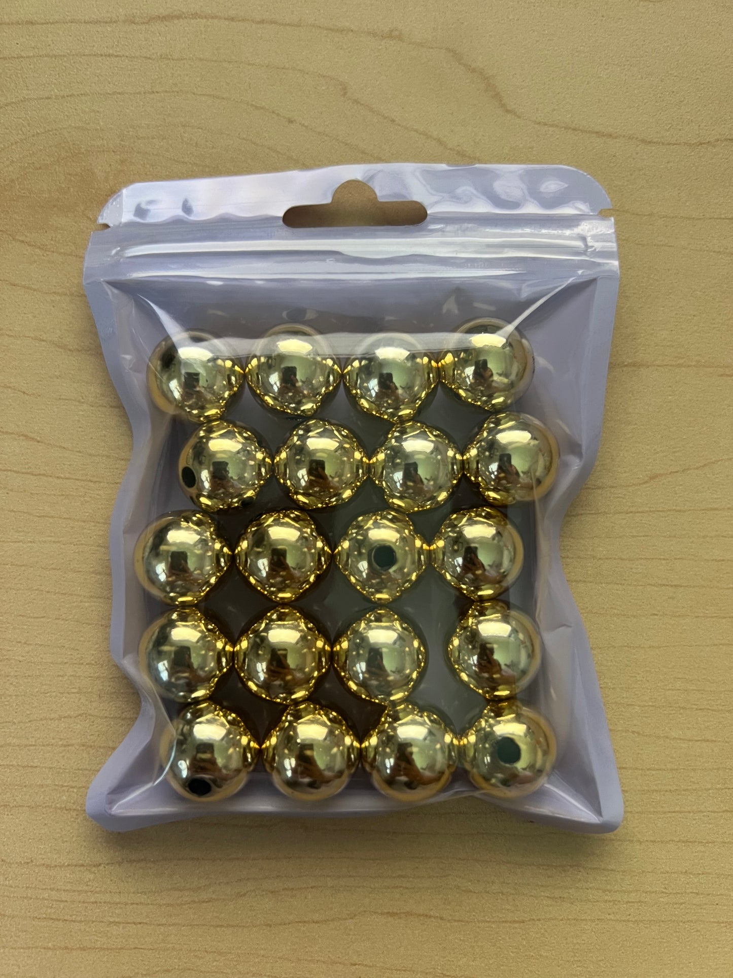16mm Beads - Metallic Style Beads - Gold Color Only Bag