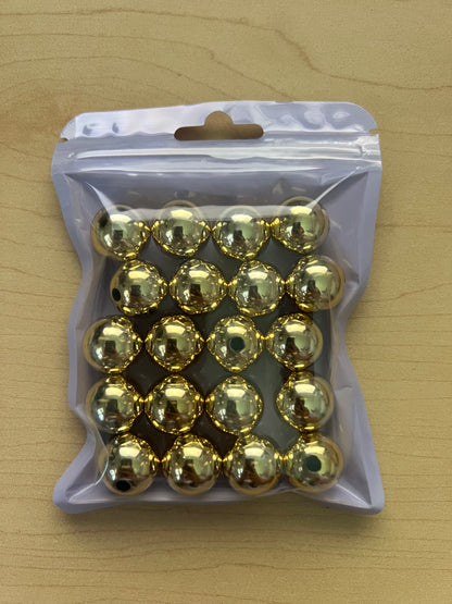 16mm Beads - Metallic Style Beads - Gold Color Only Bag