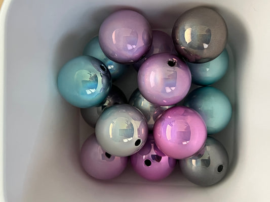 20mm Beads - Glossy Iridescent Style Beads - Random Color Mixed Bag