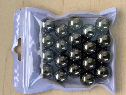 16mm Beads - Metallic Style Beads - Gunmetal Color Only