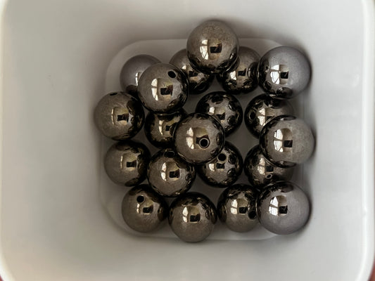 16mm Beads - Metallic Style Beads - Gunmetal Color Only