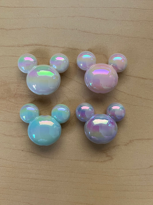 Mouse Head - Acrylic Iridescent - Mixed Color- 5 pcs