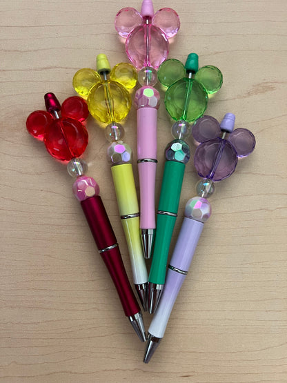 Mouse Transparent with Disco Beads Beaded Pens