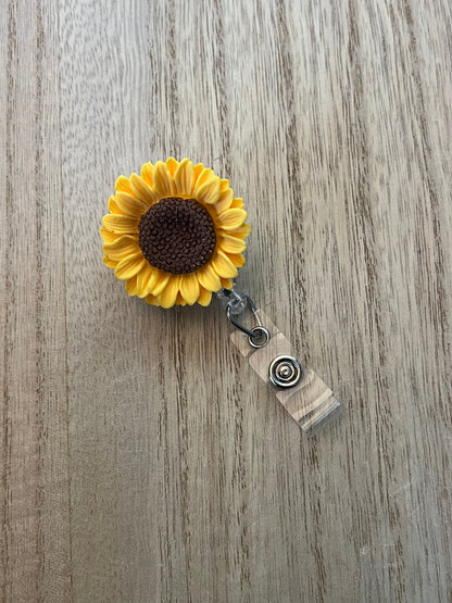 Sunflower Badge Reels with Alligator Clip